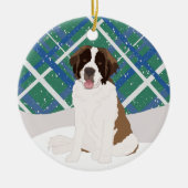 Saint Bernard Kerstmis Keramisch Ornament (Voorkant)