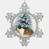 Saint Bernard Kerstmis Tin Sneeuwvlok Ornament (Voorkant)