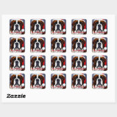 Saint Bernard Kerstmis Vierkante Sticker (Vel)