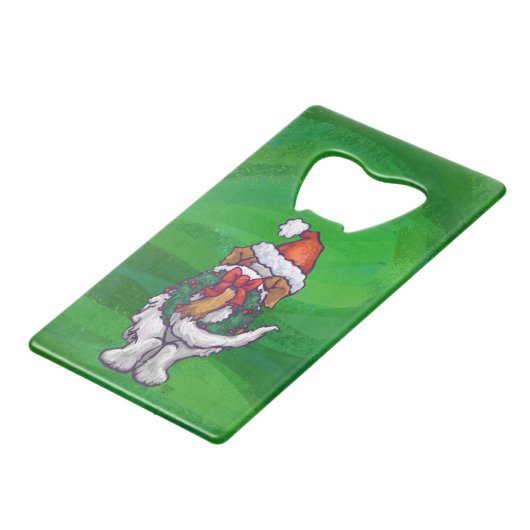 Saint Bernard mignonne à Santa Chapeau sur Vert (Dos Angle)