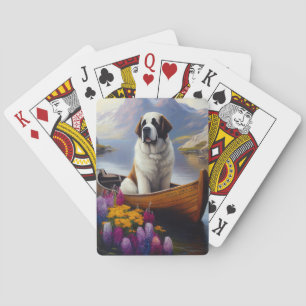 Saint Bernard op een peddel: Een Schilderachtig av Pokerkaarten