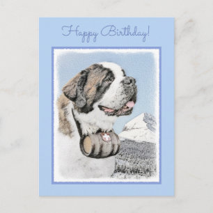 Saint Bernard Painting - Cute Original Dog Art Briefkaart