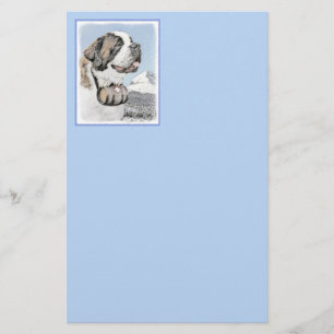 Saint Bernard Painting - Cute Original Dog Art Briefpapier
