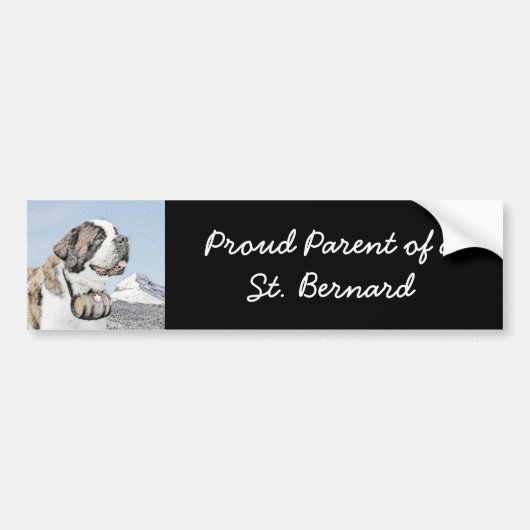 Saint Bernard Painting - Cute Original Dog Art Bumpersticker (Voorkant)