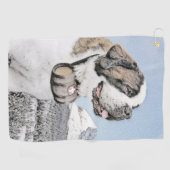Saint Bernard Painting - Cute Original Dog Art Golfhanddoek (Horizontaal)