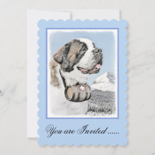 Saint Bernard Painting - Cute Original Dog Art Kaart