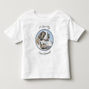 Saint Bernard Painting - Cute Original Dog Art Kinder Shirts