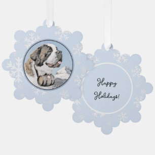 Saint Bernard Painting - Cute Original Dog Art Ornament Kaart