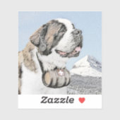 Saint Bernard Painting - Cute Original Dog Art Sticker (Vel)