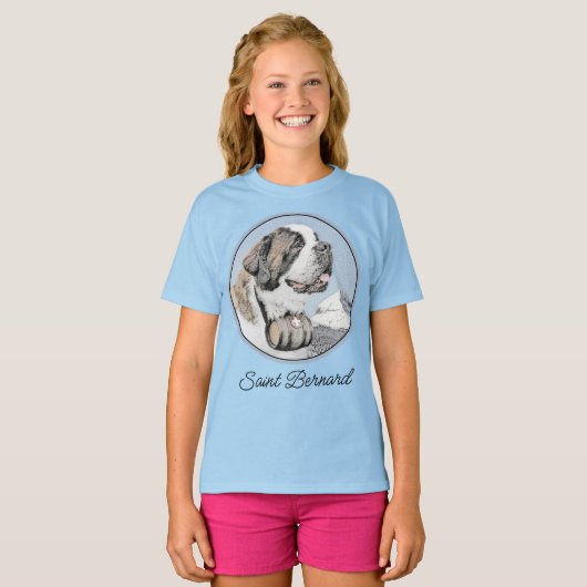 Saint Bernard Painting - Cute Original Dog Art T-shirt (Voorkant volledig)