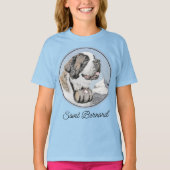 Saint Bernard Painting - Cute Original Dog Art T-shirt (Voorkant)
