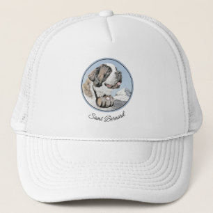 Saint Bernard Painting - Cute Original Dog Art Trucker Pet