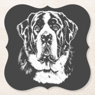 Saint Bernard Portret Minimalistische Kleding Kartonnen Onderzetters