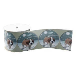 Saint Bernard Puppy Kerstmis Grosgrain Lint
