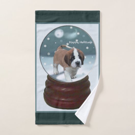 Saint Bernard Puppy Noël (Serviette à main)