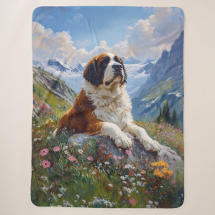Saint Bernard Schilderachtig Wildflower Field Sherpa Deken