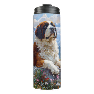 Saint Bernard Schilderachtig Wildflower Field Thermosbeker