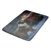 Saint Bernard Snowy Sleigh Kerstdecoratie Badmat (Gekanteld)