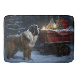 Saint Bernard Snowy Sleigh Kerstdecoratie Badmat
