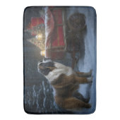 Saint Bernard Snowy Sleigh Kerstdecoratie Badmat (Voorkant Verticaal)