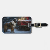 Saint Bernard Snowy Sleigh Kerstdecoratie Bagagelabel (Voorkant horizontaal)