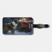 Saint Bernard Snowy Sleigh Kerstdecoratie Bagagelabel (Achterkant horizontaal)