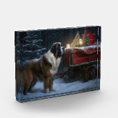 Saint Bernard Snowy Sleigh Kerstdecoratie Fotoblokken (Links)
