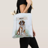 Saint Bernard Watercolor Personalized Dog Draagtas (Dichtbij)