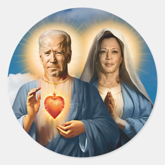 Saint Biden Harris gebedskaars Ronde Sticker (Voorkant)