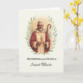 Saint Blaise Feest Dag Zegeningen Waterverf Krans Kaart (Gele Bloem)