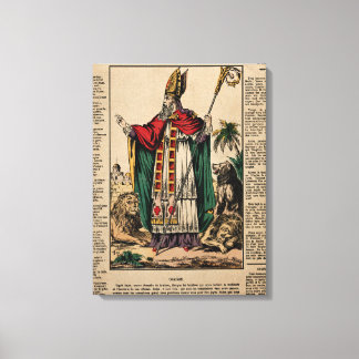 Saint Blaise. Verkleurde lithograaf v Canvas Afdruk
