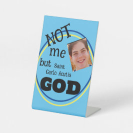 Saint Carlo Acutis Card Reclamebord Met Voetstuk