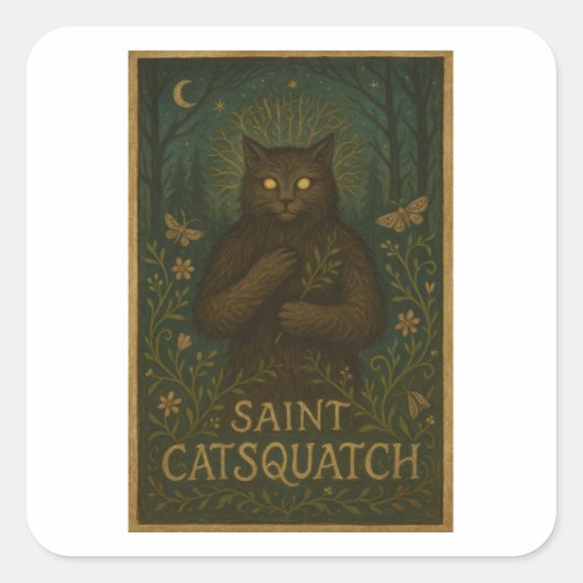 Saint Catsquatch Sticker WV Woud Cryptid (Voorkant)