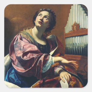 Saint Cecilia door Simon Vouet Vierkante Sticker
