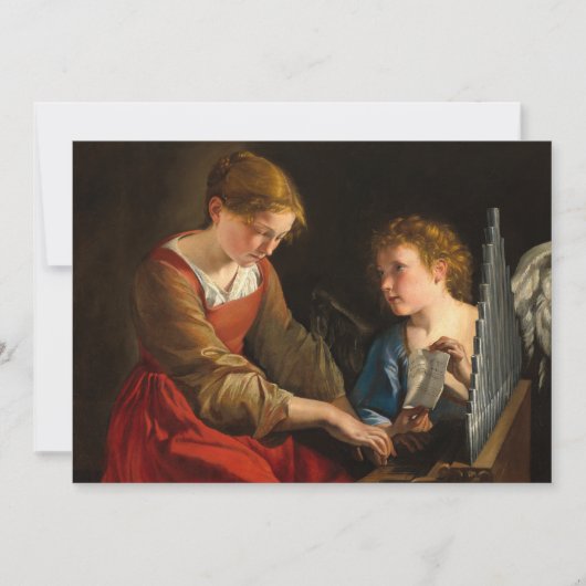 Saint Cecilia en een engel van Orazio Gentileschi Bedankkaart (Voorkant)
