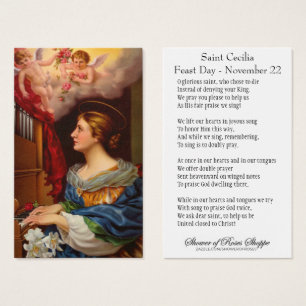 Saint Cecilia Prière Musiciens Vintage Carte Saint