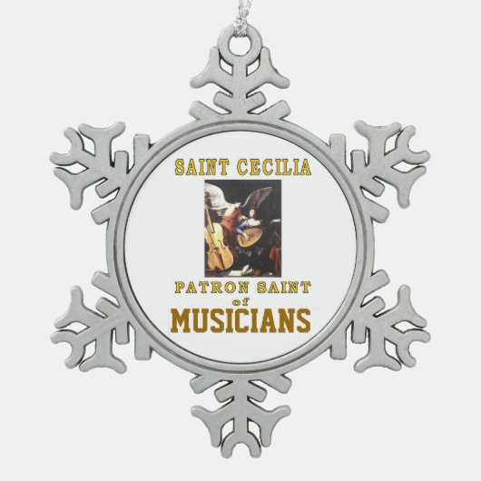 SAINT CECILIA TIN SNEEUWVLOK ORNAMENT (Voorkant)