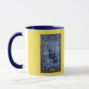 Saint Christopher Bleu Carrelage Café Mug