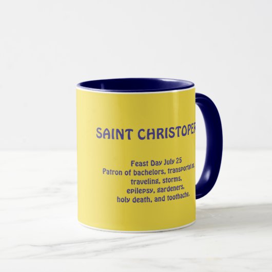 Saint Christopher Bleu Carrelage Café Mug (Devant droit)