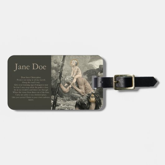 Saint Christopher Christus Travel Prayer Engraving Bagagelabel (Voorkant horizontaal)