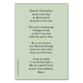 Saint Christopher Prayer Card Kaart (Achterkant)