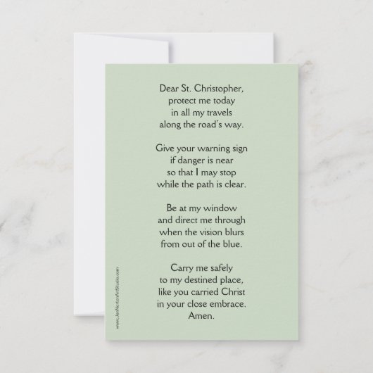 Saint Christopher Prayer Kaart (Achterkant)