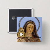 Saint Clare Assisi Vierkante Button 5,1 Cm (Voorkant /achterkant)