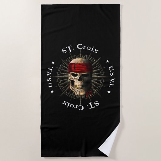 Saint Croix USVI Pirate Skull Strandlaken (Voorkant)
