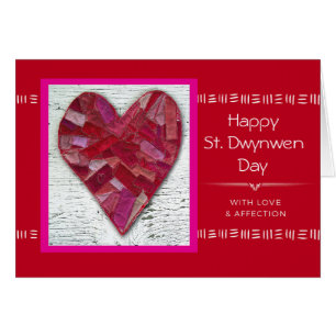 Saint Dwynwen's Day Stitched Fiberart Heart