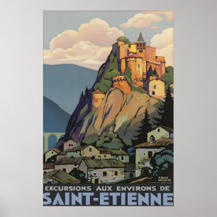 Saint-Étienne Frankrijk Vintage Reisposter Print