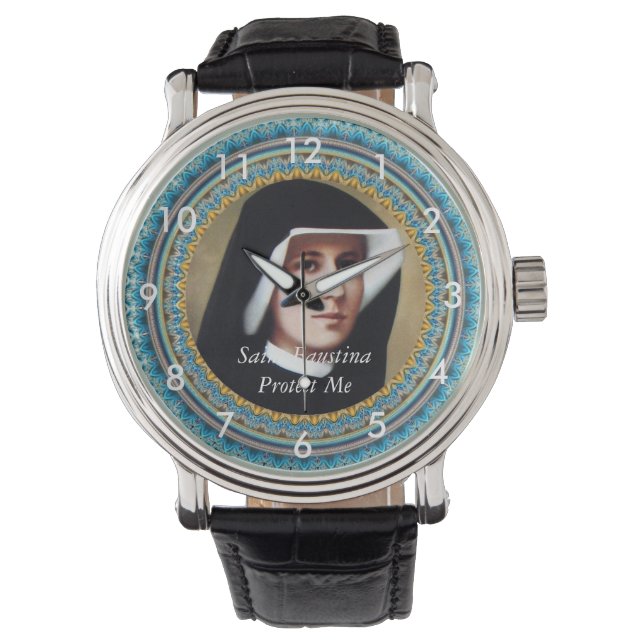 Saint Faustina Bescherm me Horloge (Voorkant)
