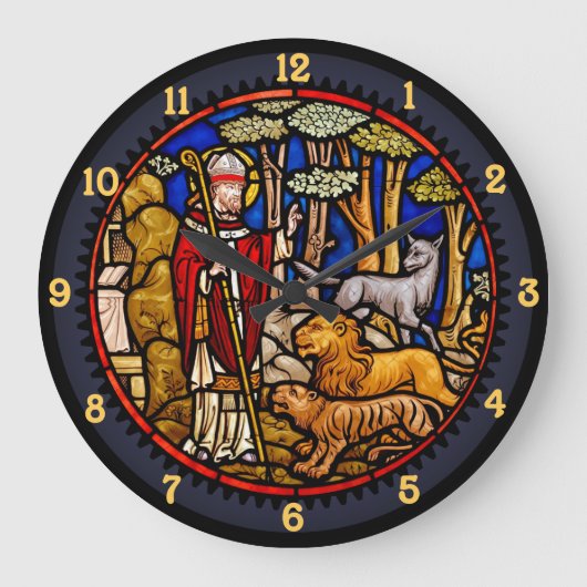 Saint Francis Blessing Beasts Wall Clock Grote Klok (Voorkant)