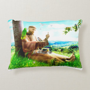 Saint Francis en de preaches van de vogels Accent Kussen