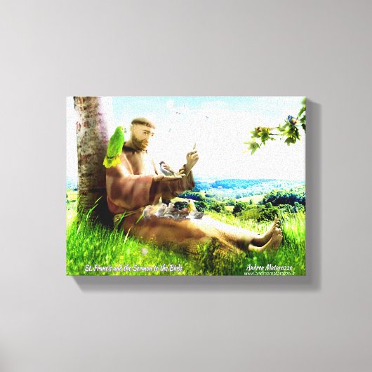 Saint Francis en de preaches van de vogels Canvas Afdruk (Voorkant)